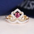 thumbnail image 2 of HeartsAndYou 3ct Natural Pink Ruby Engagement Ring 14k SOLID Yellow Gold Queen Crown Bridal, 2 of 9