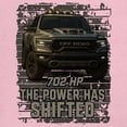 thumbnail image 3 of The Power Has Shifted T-shirt 702HP American Pickup Truck Offroad Muscle 4x4 High Torque Built For Power Men's Tee, 3 of 7