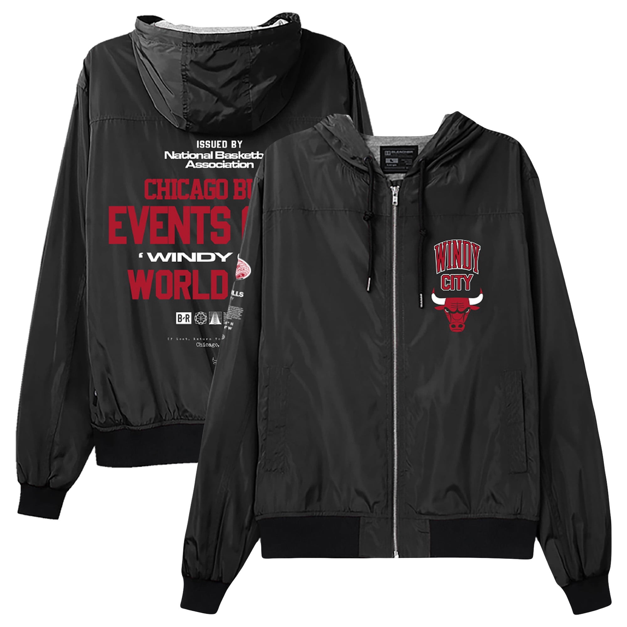 Unisex Bleacher Report x Mitchell & Ness-Black Chicago Bulls Backstage Crew Hoodie Full-Zip Jacket
