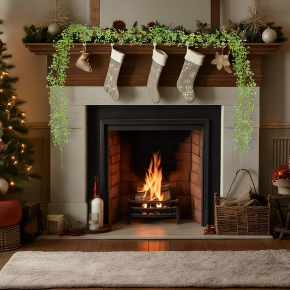 karymi Christmas Decoration Artificial Rattan Hanging Indoor Home Thanksgiving Day Christmas Party Fireplace Decoration Christmas Tree Decoration Holiday Gifts