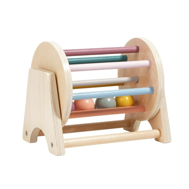 HILABEE Rolling Drum Toy Educational Toy Hand Eye Coordination Wooden Rattle Rolling Toy