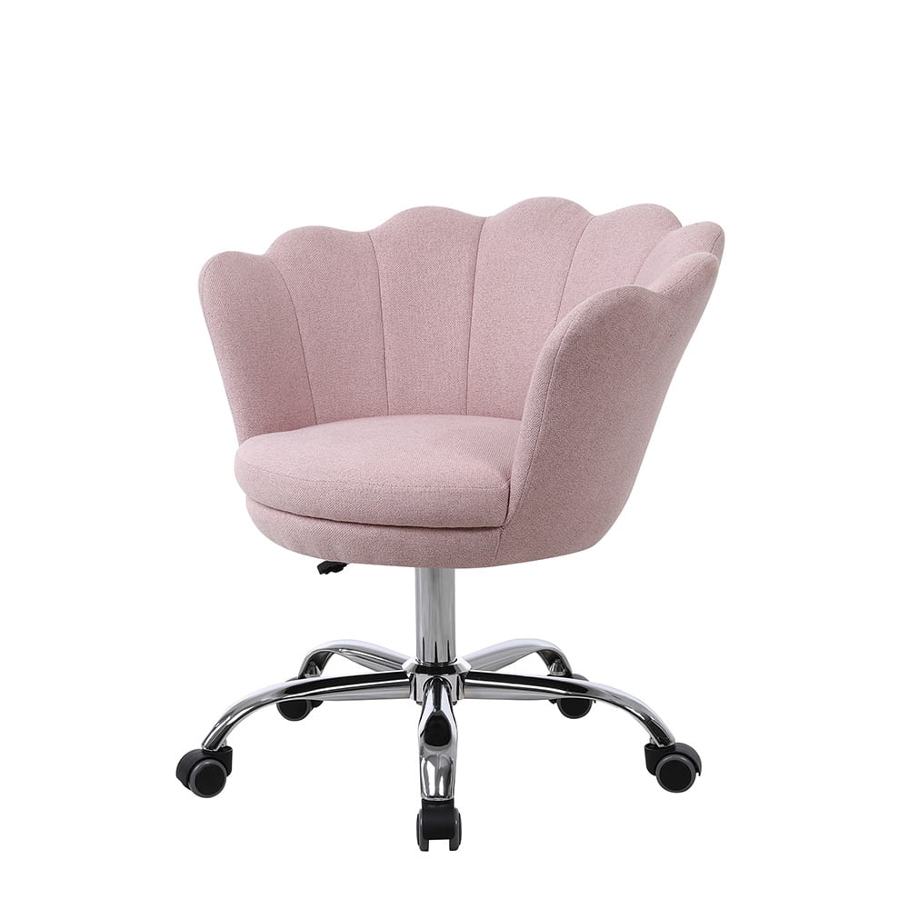 Kepooman Modern Office Chairs, Chic Leisure Swivel Shell Chairs for Living Room/Bedroom/Office, Desk Chair with Wheels and Arm, Nude Pink Kepooman Modern Office Chairs, Chic Leisure Swivel Shell Chairs for Living Room/Bedroom/Office, Desk Chair with Wheels and Arm, Nude Pink