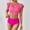 A_ Hot Pink, variant on UTSJKR Two Piece Swimsuit for Women High Waist Bikini Set Tummy Control Padded Swimsuit Bathing Suit with Ruffle Sleeves Hot Pink XXL