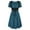 Blue, variant on Elegant Square Neck Short Sleeve Dress for Women Stage Performance Show Court Gown Themed Outfit