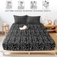 thumbnail image 5 of Queen Size Fitted Sheet Set - Black White Striped 3 Piece Bedding Sets 16" Deep Pocket Fitted Sheet with 2 Pillowcases, Abstract Modern Art Irregular Stripe Brushed Microfiber Hotel Luxury Bed Sheets, 5 of 9