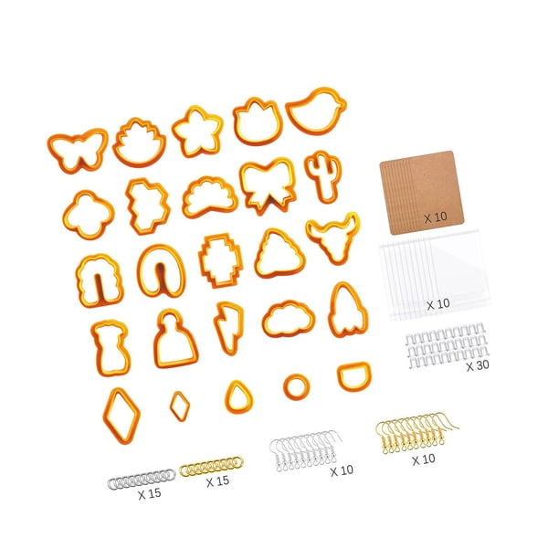 125 cortadores para pendientes de arcilla polimérica, rodillos de arcilla, ganchos para pendientes, manualidades DIY naranja 125 piezas