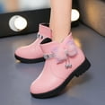 thumbnail image 7 of Cathalem Shoes Girls Big Kid Female Kids Heels Thick Heel Short Boots Warm Leather Boots Baby Bow Cute Cotton Shoes Warm Boots Fashion Shoes Size 11 Pink 2.5, 7 of 7