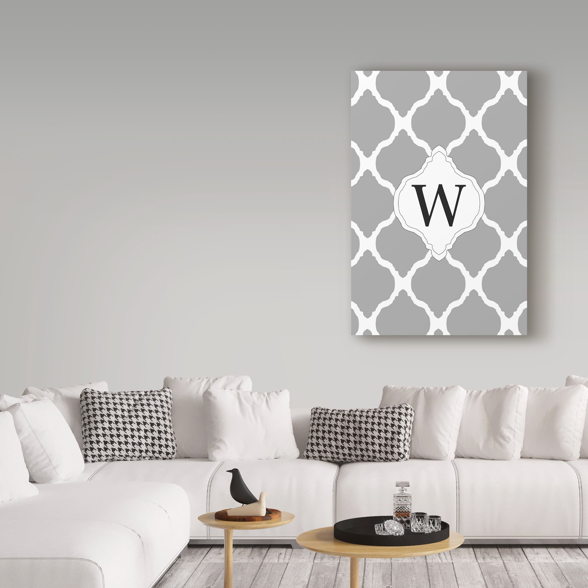 Trademark Fine Art 'W Gray Monogram' Canvas Art by Art Licensing Studio