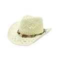 thumbnail image 3 of WEIYLL Chapeaux de Soleil Femmes Été Western Cowboy Modelables Paille Ajourée Jaune Clair Couvre-Chefs, 3 of 3