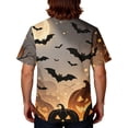 thumbnail image 4 of Domuza Halloween Scrub Shirt Men Pumpkins Skull Print Casual Short Sleeve V Neck T Shirts Fashion Comfortable Funny Medical Blouses with 3 Pocket Red M, 4 of 6