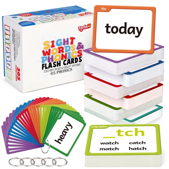 Tarjetas didácticas Torlam Sight Words & Phonics para niños de 4 a 9 años