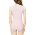 thumbnail image 3 of CutiePlusU Cotton Button Crotch Bodysuit Adult Romper Onesie Pajamas Splicing Style Pink XS, 3 of 5