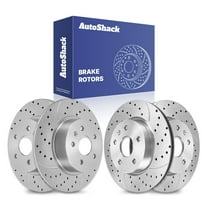 AutoShack Front & Rear Drilled & Slotted Brake Rotors | Replacement for 2012-2016 Buick LaCrosse 2015 2017 Regal 2016 Chevrolet Malibu Limited | Silver Zinc Coated | 4-PC Brake Kit | SilverShield Pro