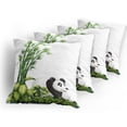 thumbnail image 5 of Ambesonne Cartoon Throw Pillow Cover 4 Pack, Panda Bear Funny Forest, 24", White Black and Green, 5 of 7