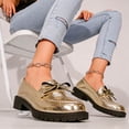 thumbnail image 4 of DIVVce Metallic Bow Accent Platform Loafers For Women Closed Toe Slip On Comfortable Footwear, 4 of 8