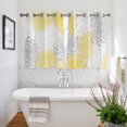 thumbnail image 3 of Yellow White Kitchen Curtains Short 45 Inch Length, Abstract Grey Chrysanthemum Flower Floral Grommet Top Bedroom Living Room Curtains, Light Filtering Cafe Curtain Drapes 2 Panels Set 84''x45'', 3 of 9