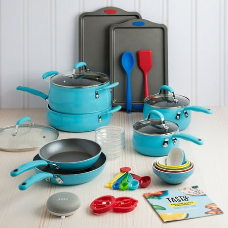 Tasty Blue Cookware Set, 30 Piece (Consumer Reports Best Cookware Sets)