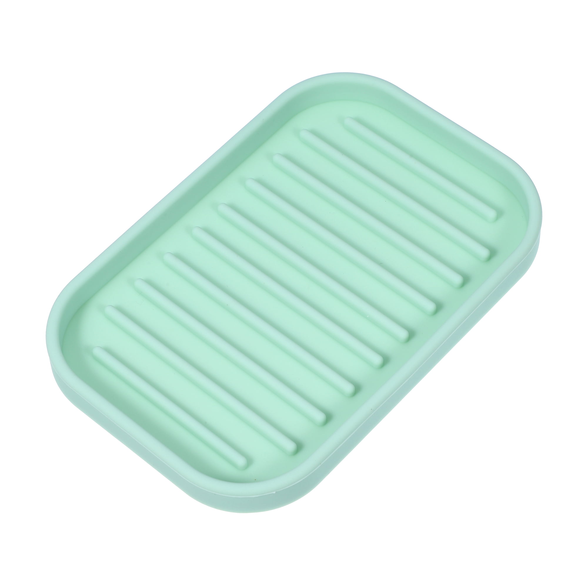 Unique Bargains Soap Dish Keep Soap Dry for Bathroom Silicone Light Green 13.5x9cm