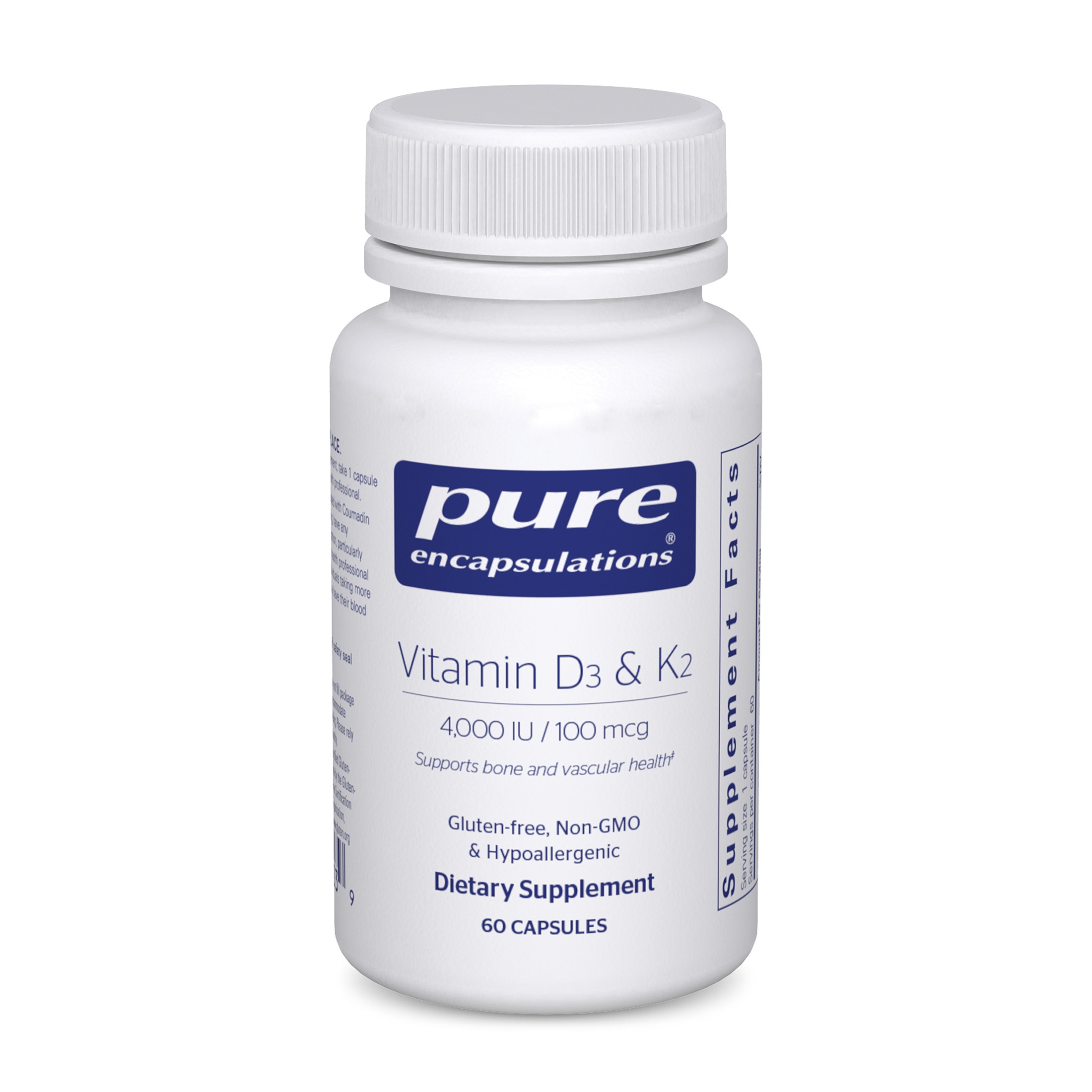 Pure Encapsulations Vitamin D3 & K2, Bone & Vascular Health*, 60 Count