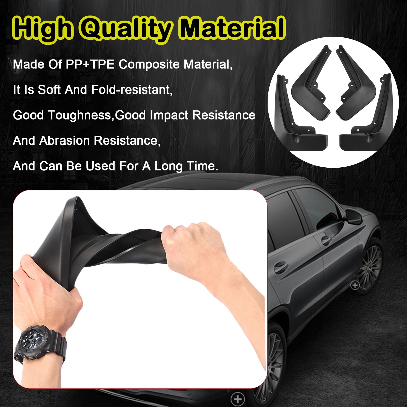 Car Accessories Mud Flaps For Chevrolet Equinox 2017-2023, No Drilling Fender Mudguards Tire Protector, 4pc Splash Guards -black