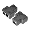 thumbnail image 3 of Conector acoplador divisor RJ45 Uxcell 1 a 2 divisor Cat7 Cat6 Cat5e adaptador de extensión de cable Ethernet negro 2 piezas, 3 of 4