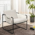 thumbnail image 2 of CQSXDA Modern Design Metal Frame Accent Chair with Upholstery, Reading Armchair for Living Room and Bedroom Use, White, 2 of 8