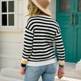 thumbnail image 6 of HWRETIE Striped Round Neck Knit Sweater - Women Fashion And Winter Knit Stripe Print Crewneck Pullover Sweater Pullover Knit Sweater, 6 of 9