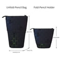 thumbnail image 2 of Xecao Modern Hexagonal Neon Grid Print Telescopic Pencil Bag Pen Holder Pop Up Stationery Case Stand-up Retractable Transformer Bag Standing Organizer, 2 of 6