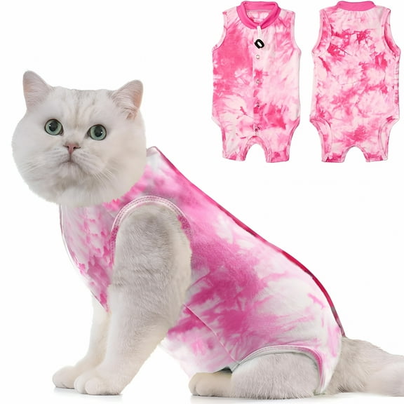 TELOLY Cat Recovery Suit - Kitten Onesie for Cats After Surgery, Cone of Shame Alternative Surgical Spay Suit for Female Cat, Post-Surgery or Skin Diseases Protection -Pink