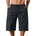thumbnail image 5 of CIAKGIAF Capris for Men Casual Drawstring, Elastic Waist with Pockets Sporty 7/8 Length Pants Gray L, 5 of 6