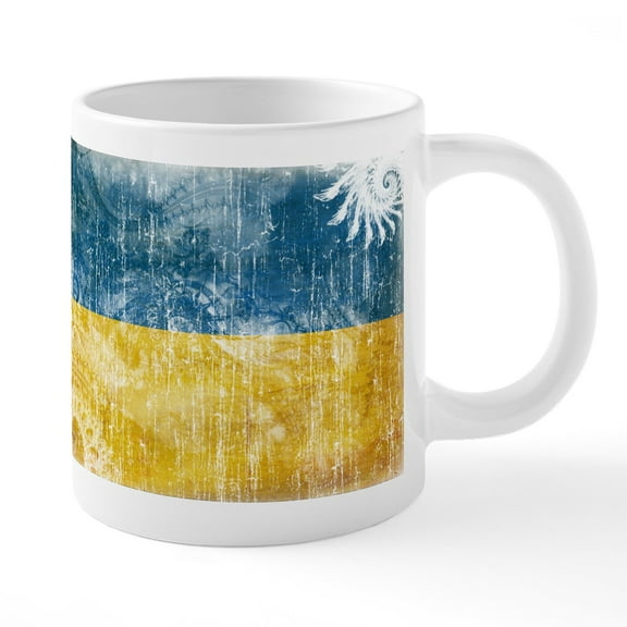 CafePress - Ukraine Textured Crazeh Paisleh Aged Copy 20 Oz Ce - 20 Oz White Ceramic Mega Mug