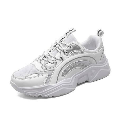 

Women‘s Letter Tape Decor Lace-up Casual Sneakers Thick Sole Sports Running Shoes Breathable Low Top Daddy Shoes