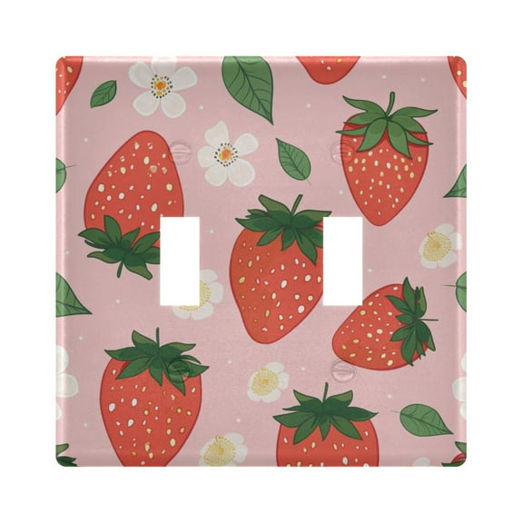 2 Gang Light Switch Cover Plate Strawberry Leaves Fower Wall Plate Decorate Electrical Outlet Cover Plates 4.56”x4.48”