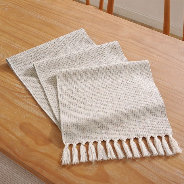 Bandera de mesa de lujo ligera de color sólido de imitación de algodón y lino hecha a mano con borlas, tela para mesa de comedor, mesa de té para el hogar, bandera para mesa de café