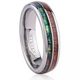 thumbnail image 1 of Two Grooves With Abalone Shell And Sapele Wood Inlaid Tungsten Ring, 1 of 1