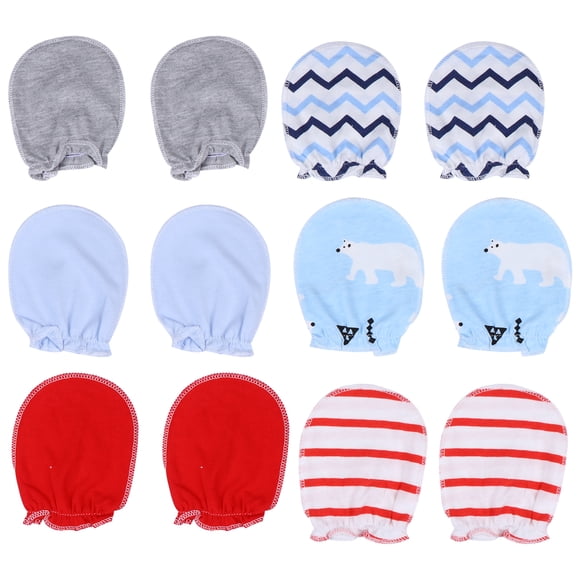 EeaseMX pares de manoplas de algodón para bebés de 0 a 6 meses (juego de 3 pares, juego de 2) (estilo mixto)