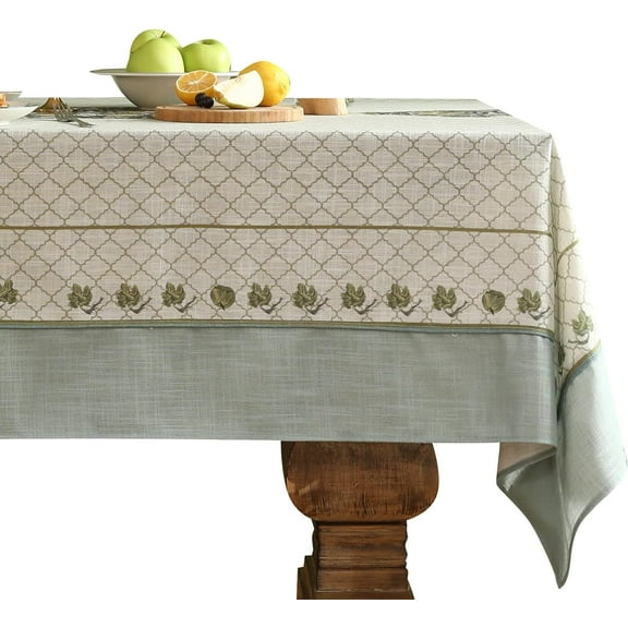 Rectangle Tablecloth Linen Polyester Fabric Decorative Rectangle Floral Printed Pattern Geometry Design Table Cover for Kitchen Dining Tabletop 54" x 72"