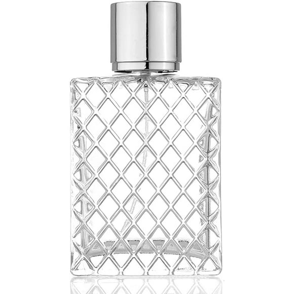 1 Pack 100 ML (3.38 oz) Thickened Glass Perfume Bottle Non-slip Checked Perfume Bottle Portable Travel Care Liquid Empty Bottle