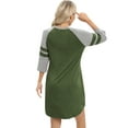 thumbnail image 4 of Women's 3/4 Sleeve Nightgown Sleepshirts Loose Fit Nightshirt Calf-Length Soft House Dress Round Neck Comfy Spring Fall Sunmer Sleepwear Loungewear Plus Size, Green S-3XL, 4 of 9