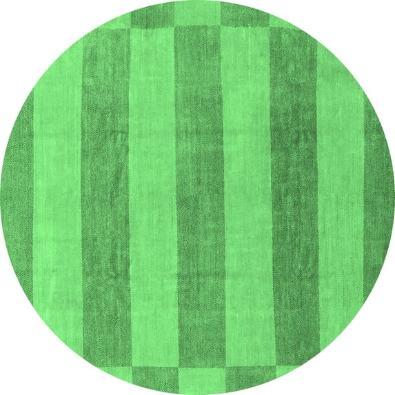 Ahgly Company Indoor Round Abstract Emerald Green Modern Area Rugs, 3' Round