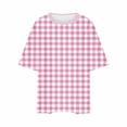 thumbnail image 4 of tarylea Womens Oversized T Shirts Half Sleeve Shirts Round Neck Plaid Casual Tops Loose Fitted Basic Tees, 4 of 4