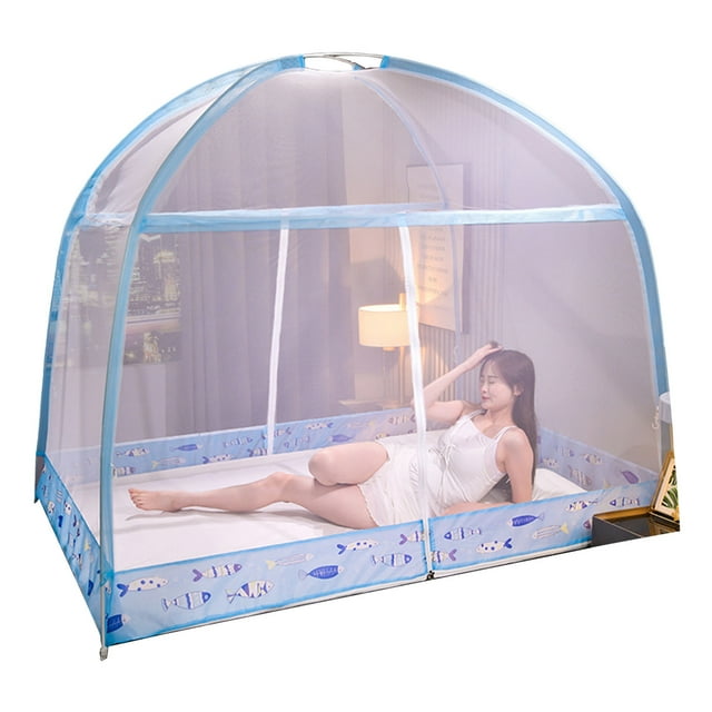 CSChome Mosquito Net Portable Folding Net Tent Zipper Closure Open Quickly Fully Enclosed Bed Cover Curtain