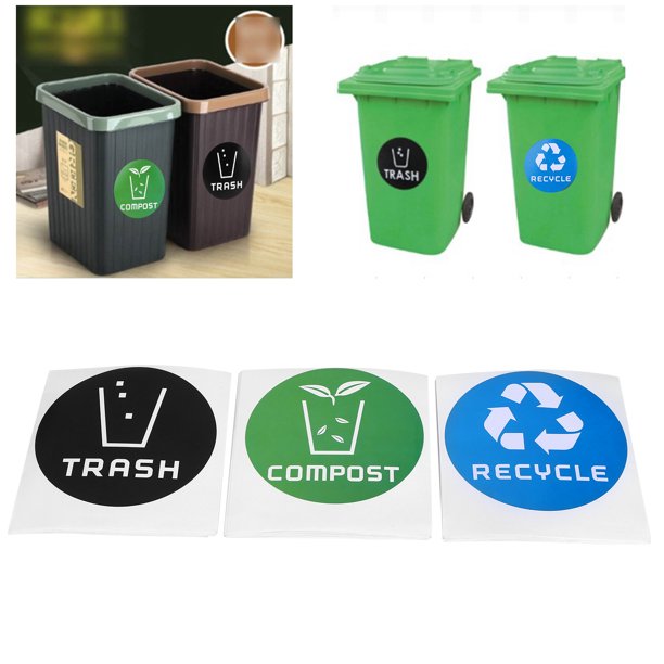 Pegatina de Letras Redondo de 60 piezas/establecido, Pegatina de Reciclaje de Basura de Reciclaje de Basura Pegatina de Basura, Para Botes de Basura.