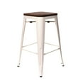 thumbnail image 3 of Dreux Glossy Cream Elm Wood Steel Stackable Counter Stool 26 Inch (Set of 4), 3 of 7