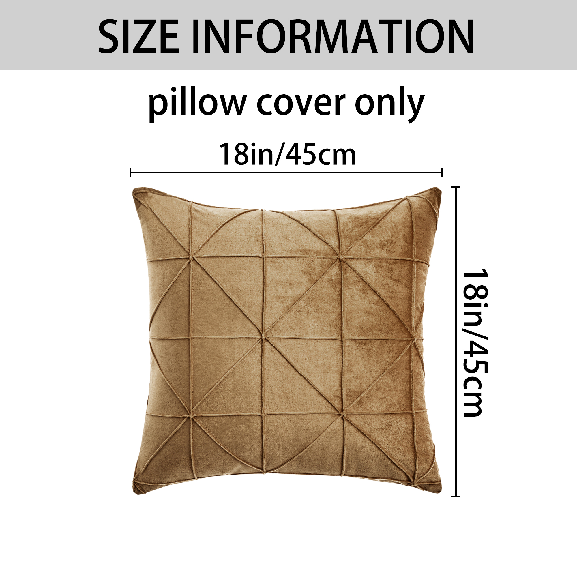 Unique Bargains Pack of 2 Luxury 3D Diamond Velvet Throw Pillow Covers Khaki