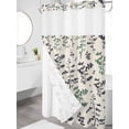thumbnail image 3 of No Hook Shower Curtain with Snap-in Liner, Green Grey Botanical Waterproof Fabric Bathroom Curtains, Rustic Country Spring Floral Summer Leaf Bath Curtains & Mesh Top Window Stand Up Stall 36"x72", 3 of 9