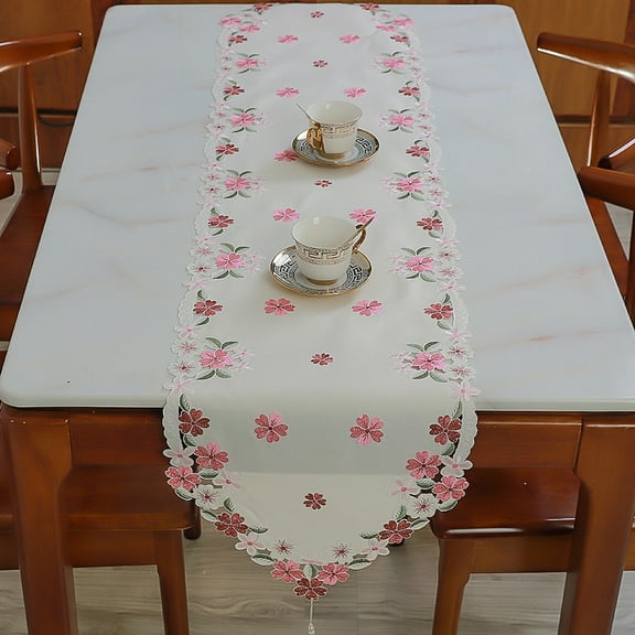 Lace Table Runner, Cutwork Embroidered Doily Cabinet Dining Room Table Decoration