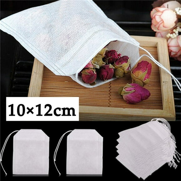 yievot 100 Sachets de Thé Vides Ficelle Thermosceller Papier Filtre Herbe Sachet de Thé en Vrac