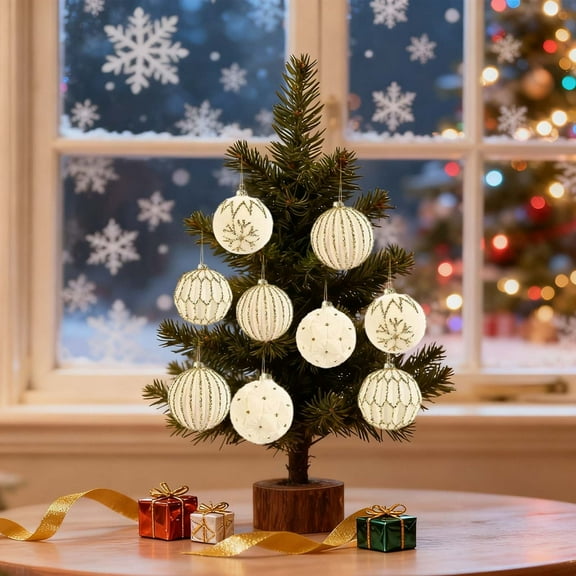 Christmas Balls Ornaments / Christmas Trees Ornaments Set, 3.15 Inch, 12PCS, Fabric Material, Durablity & Shatterproof, Decor for Christmas Trees, Holiday, Party, Wedding, Mantelpieces