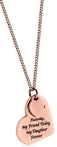 Best Teen Jewelry for Girls On Birthday Christmas. Inspirational Quote AZ Gift To Keep Mother Daughter Heart Pendant Necklace Silver Color I Will Always Carry You In My Heart DEEPEST LOVE